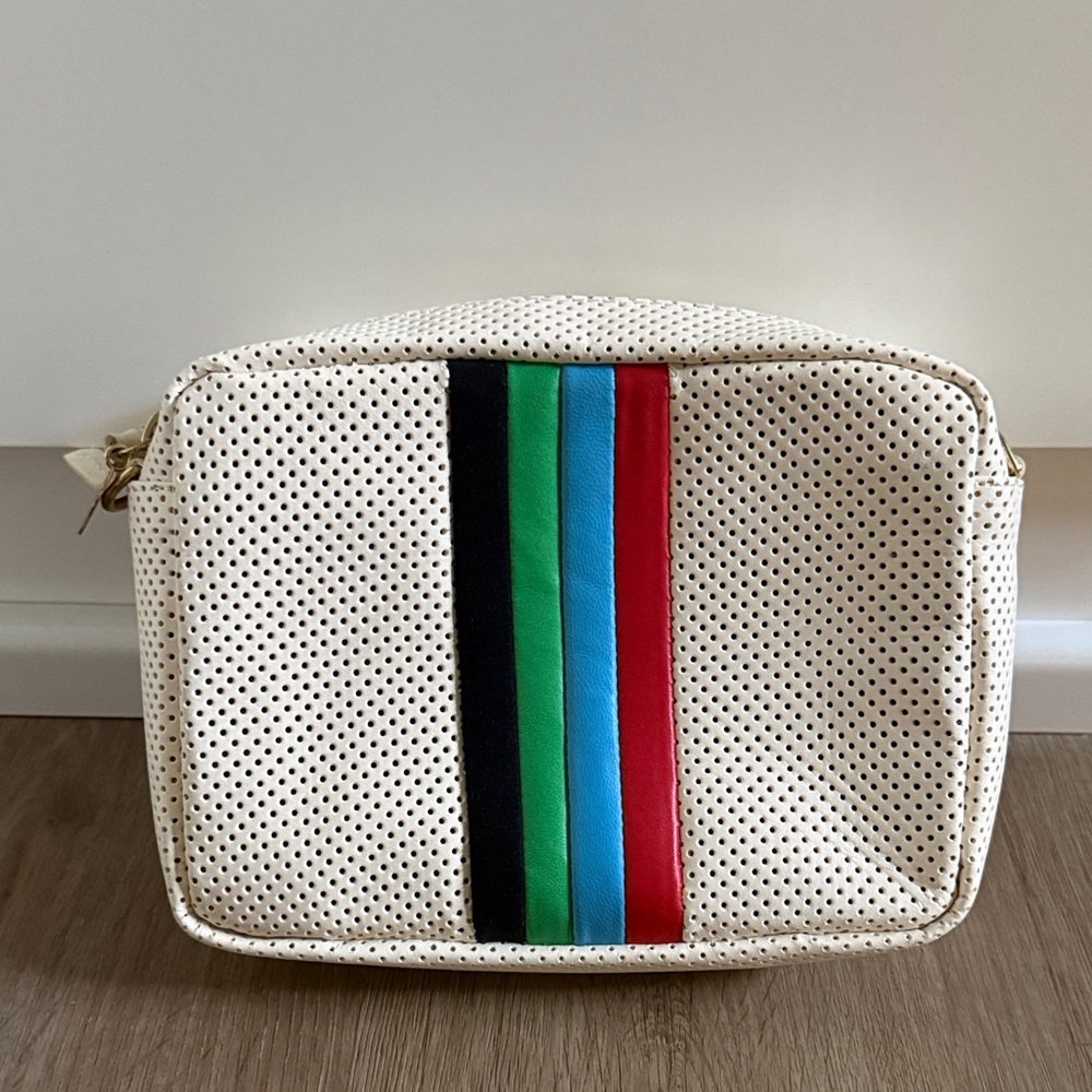Clare V Cream Crossbody Bag with Multicolor Stripes